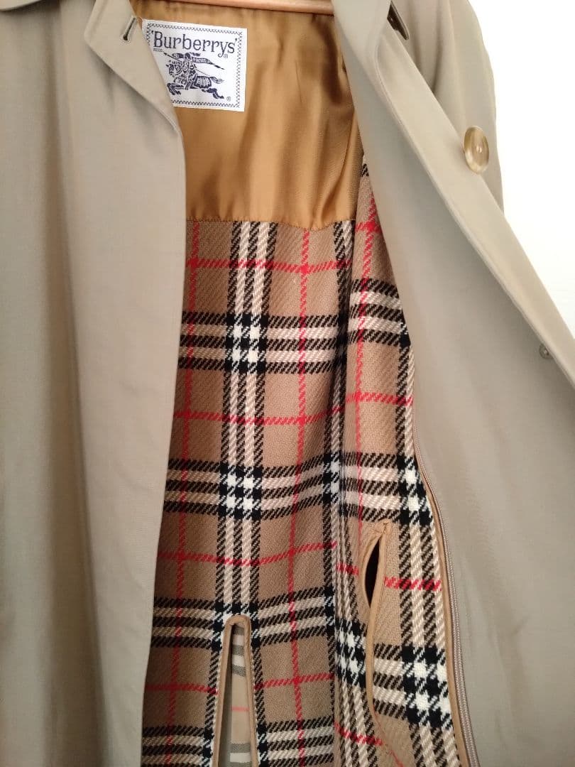美品　Burberrys ベージュ ロングコート チェック　白タグ　C-TK83