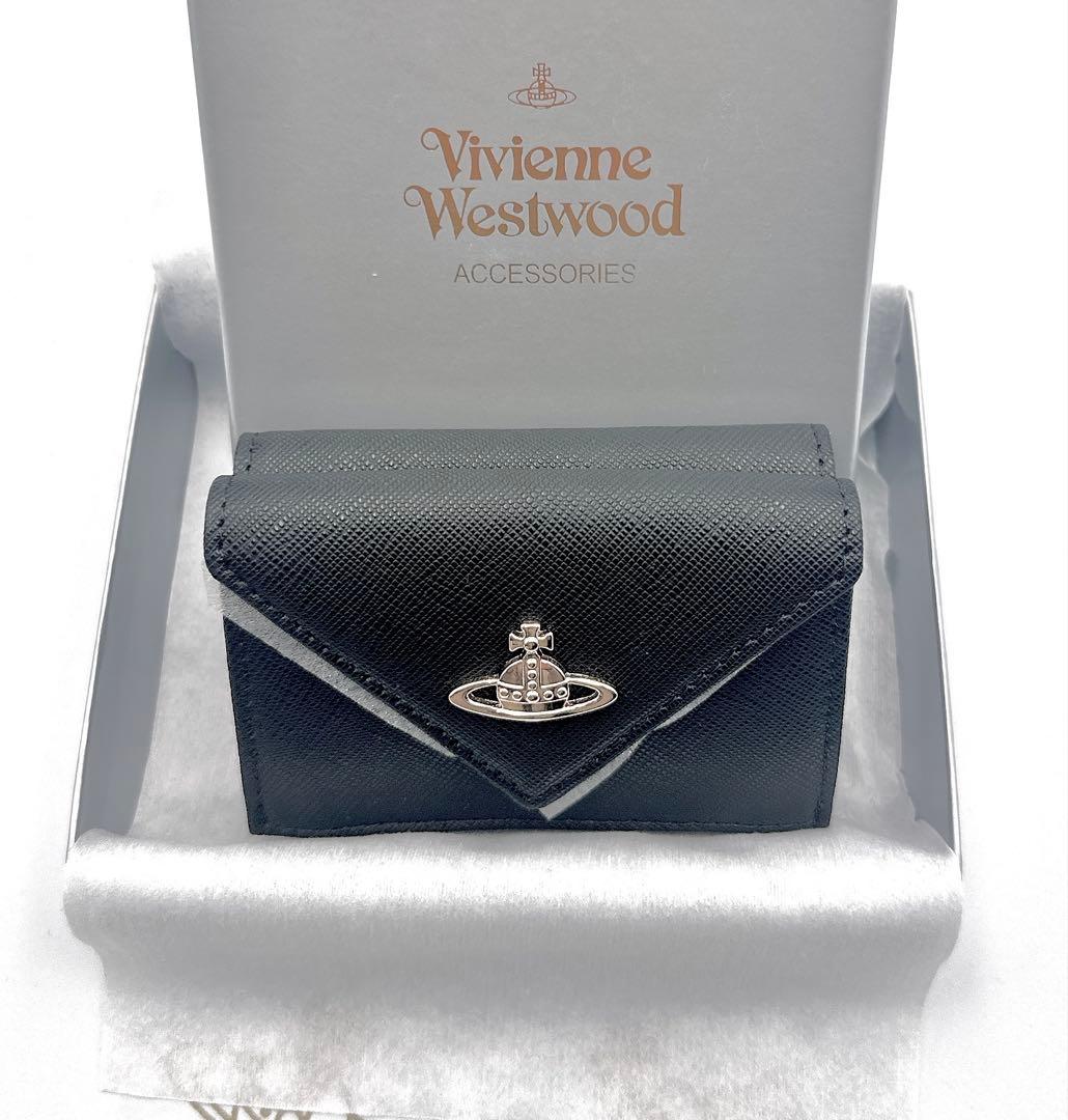 【新品✨人気】Vivienne Westwood 三つ折り財布/黒/ブラック