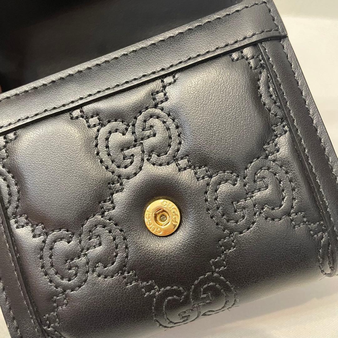 GUCCI/グッチ/三つ折り財布/ブラック/レザー/本革/コンパクト/箱・袋付き