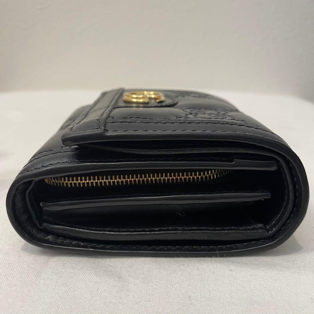 GUCCI/グッチ/三つ折り財布/ブラック/レザー/本革/コンパクト/箱・袋付き