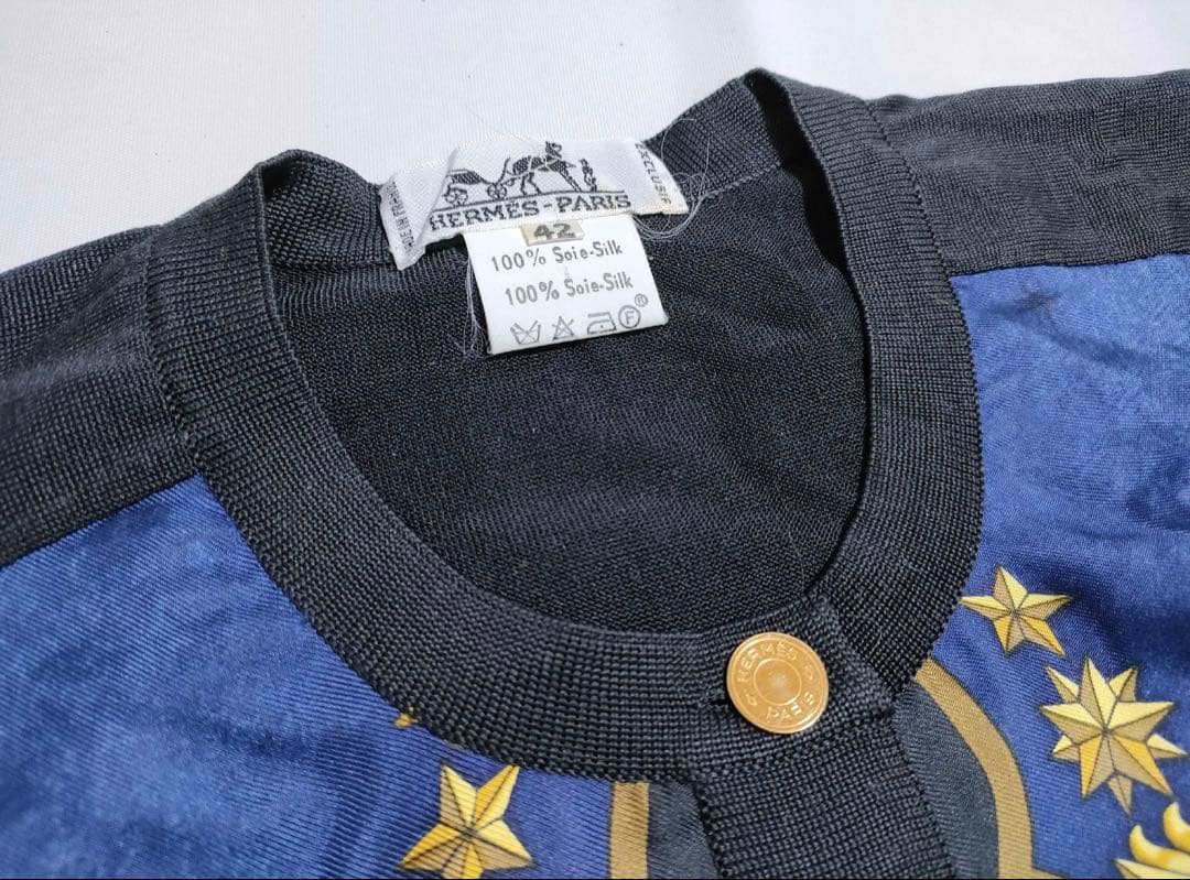HERMES シルク スカーフデザイン 最上級カーディガン 美品 SALE‼️