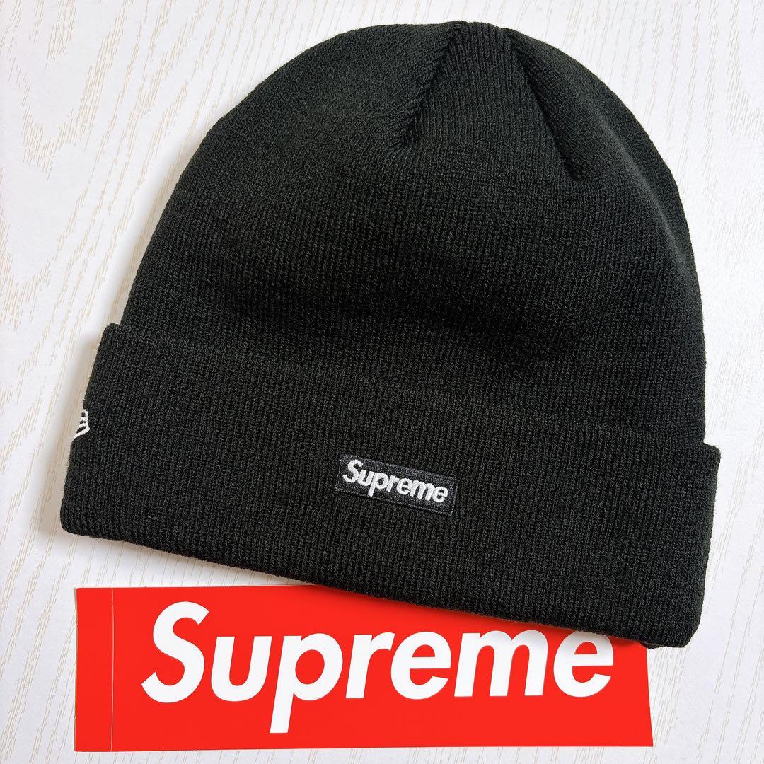 Supreme NEW ERA ニット帽　ビーニー　Sロゴ ブラック　ピンク