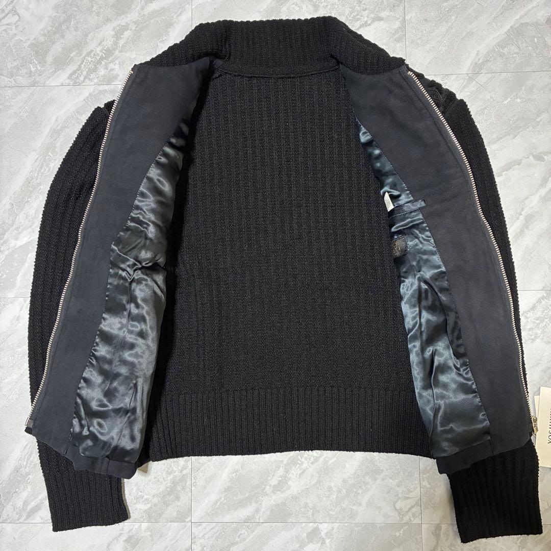 【新品タグ付】90s ヨシユキコニシ 刺繍 短丈 レザー ブルゾン 日本製 黒