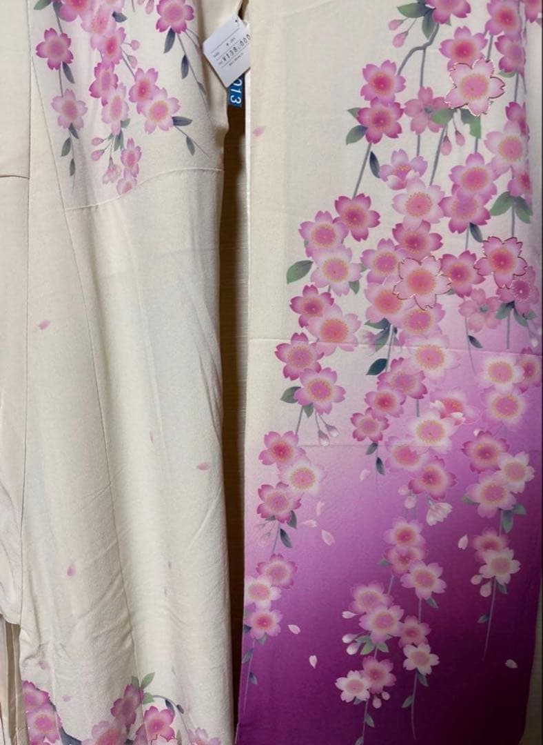 白×ピンク 枝垂れ桜 振袖 身丈153