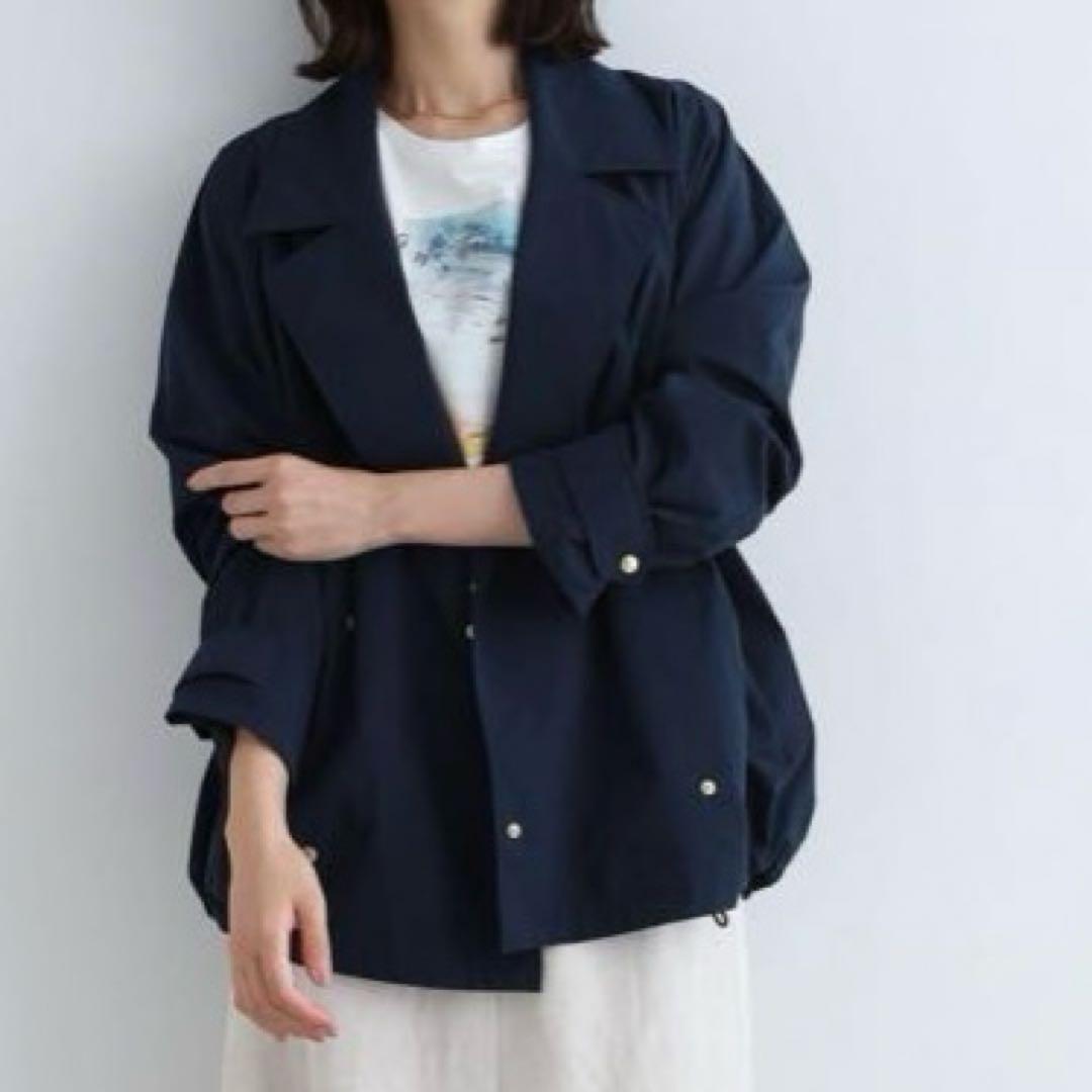 INDIVI スプリングパーカートレンチジャケット　38サイズ　ネイビー