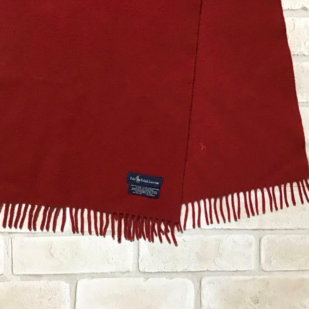 Polo Ralph Lauren 100%カシミヤ マフラー 英国製 レッド