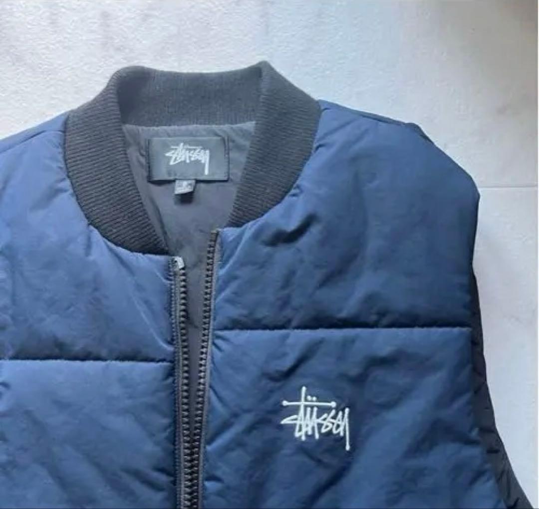 Stussy ネイビー ジップアップベスト
