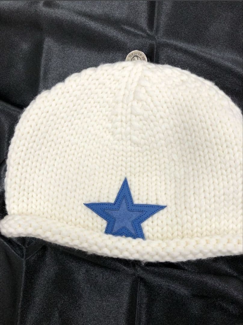 Chrome Hearts クロムハーツ ホワイトニット帽 スターパッチ付き