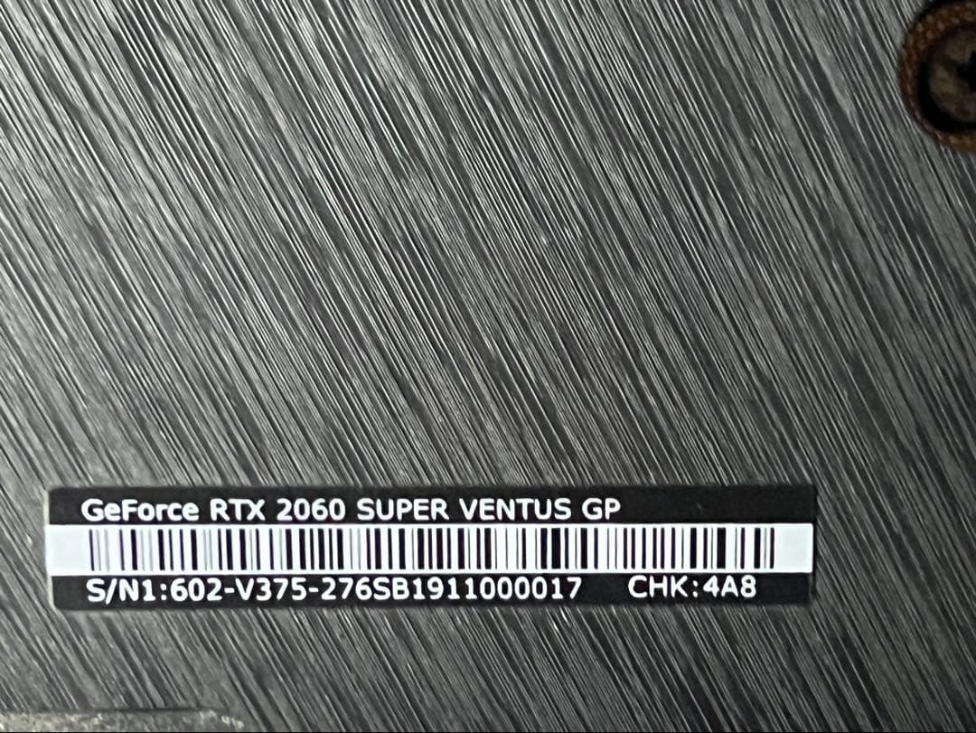 【値下げ】MSI RTX2060SUPER 8GB LLM入門 MHWs確認済