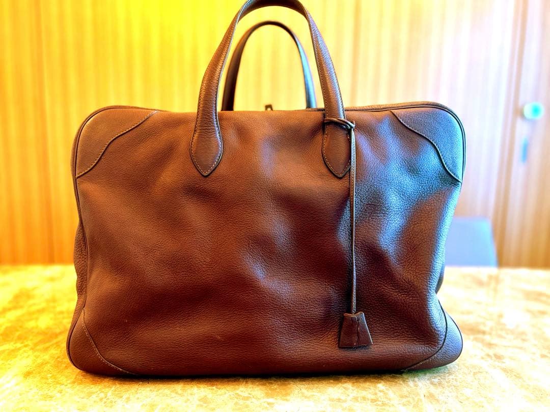 HERMES ヴィクトリア50 ボストンバッグ　ダークブラウン