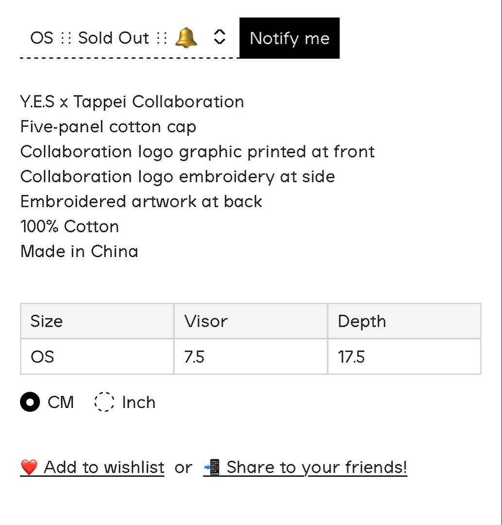 【新品未使用】YESEYESEE × TAPPEI コラボキャップ 黒