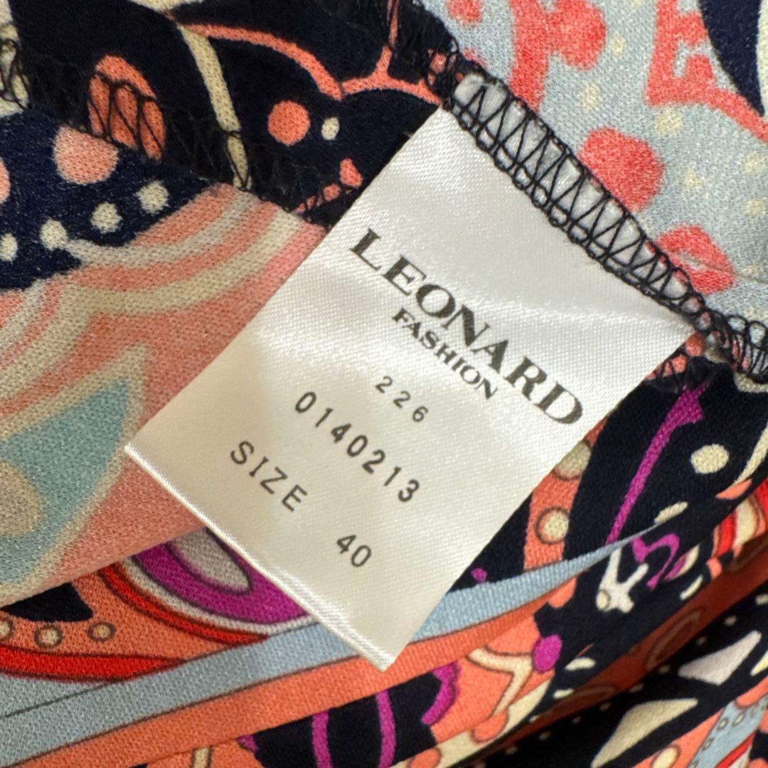 特別値下げ　LEONARD レオナール　華やかワンピース　L サイズ40 七部袖