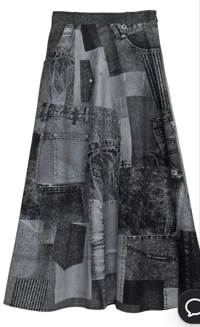 スカート DENIM PATCHWORK PRINT SKIRT