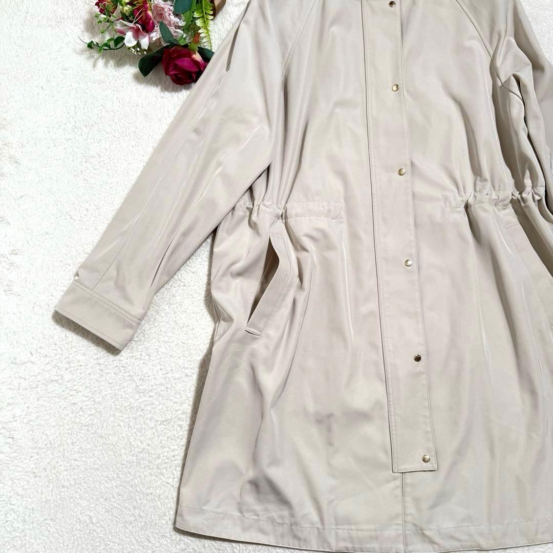 美品　23区 【撥水加工】ライトツイル ノーカラーコート　ベージュ　2024SS