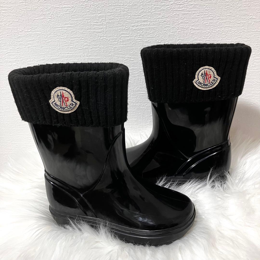 モンクレール MONCLER ロゴワッペン キッズ レインブーツ ブラック