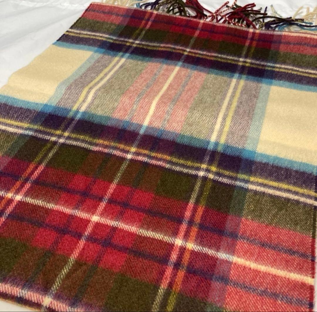 美品　ジョンストンズ　オブ　エルガン カシミヤ100％ チェック柄 大判ストール
