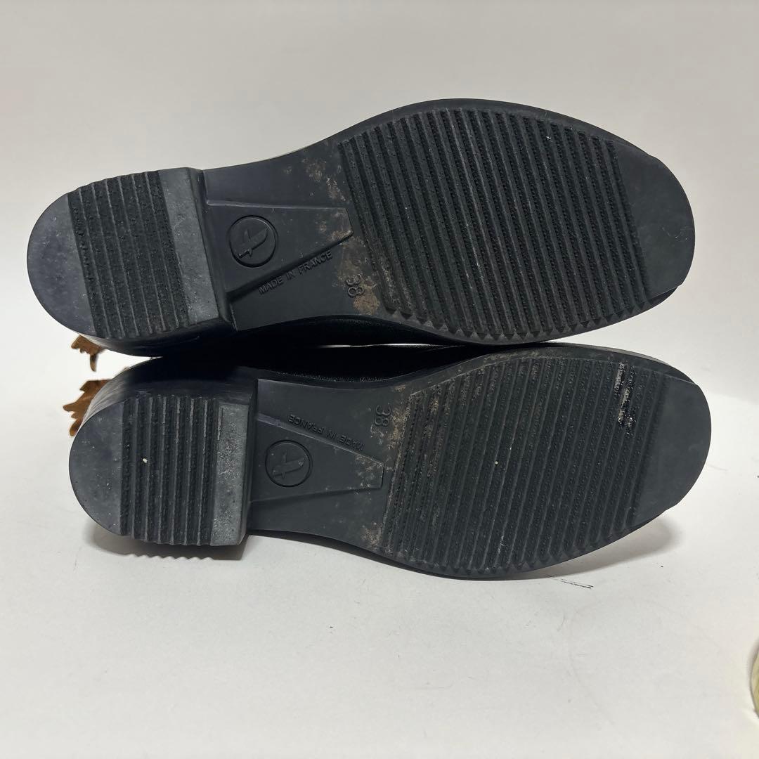 【AIGLE】美品 ラバー ショート丈レインブーツ ブラック ロゴ 24cm相当