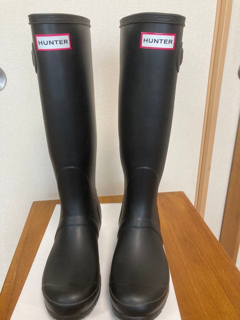 HUNTER ブラック ロングブーツ バックル付き　レインブーツ　ハンター