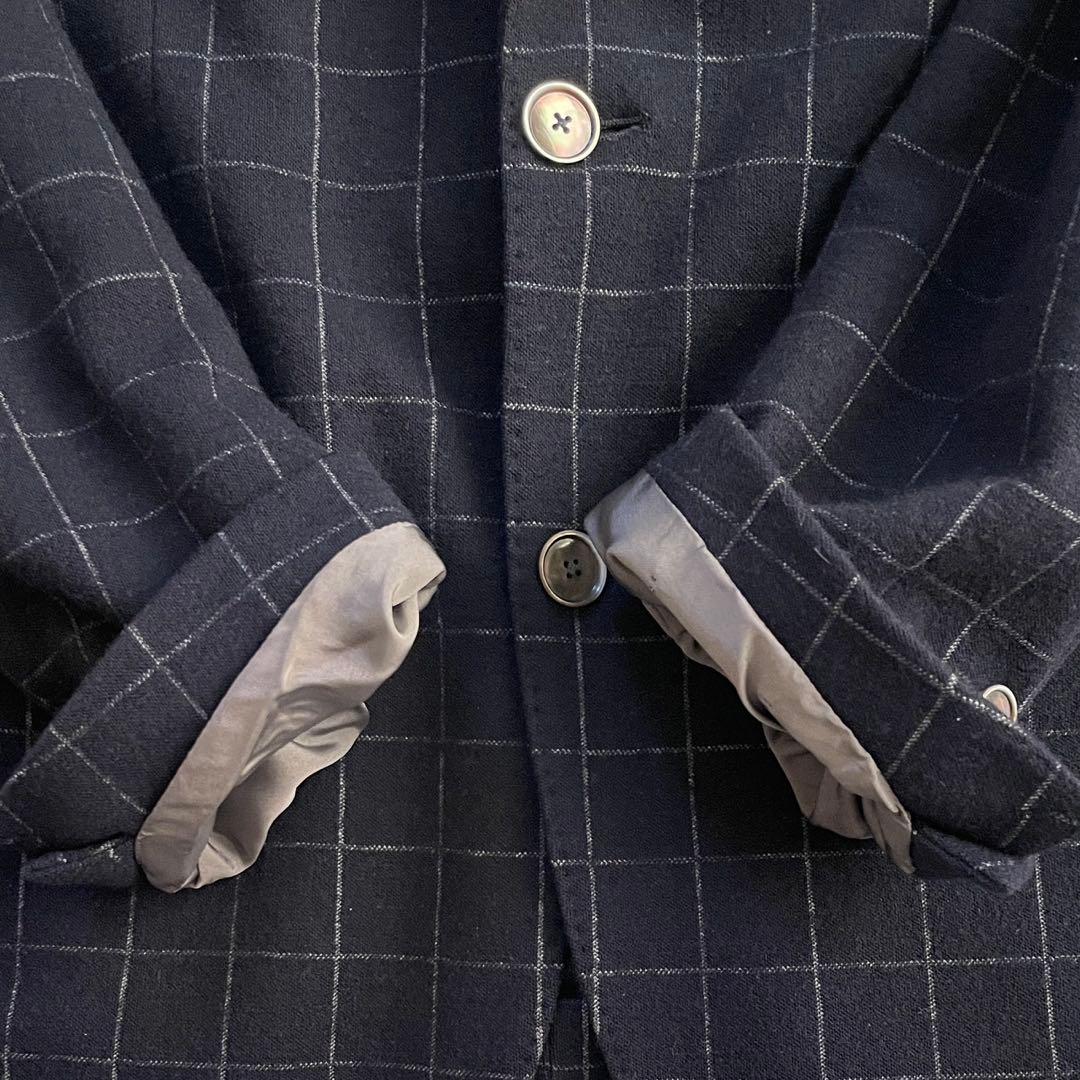 美品 HUGO BOSS テーラードジャケット チェック ネイビー ツイード