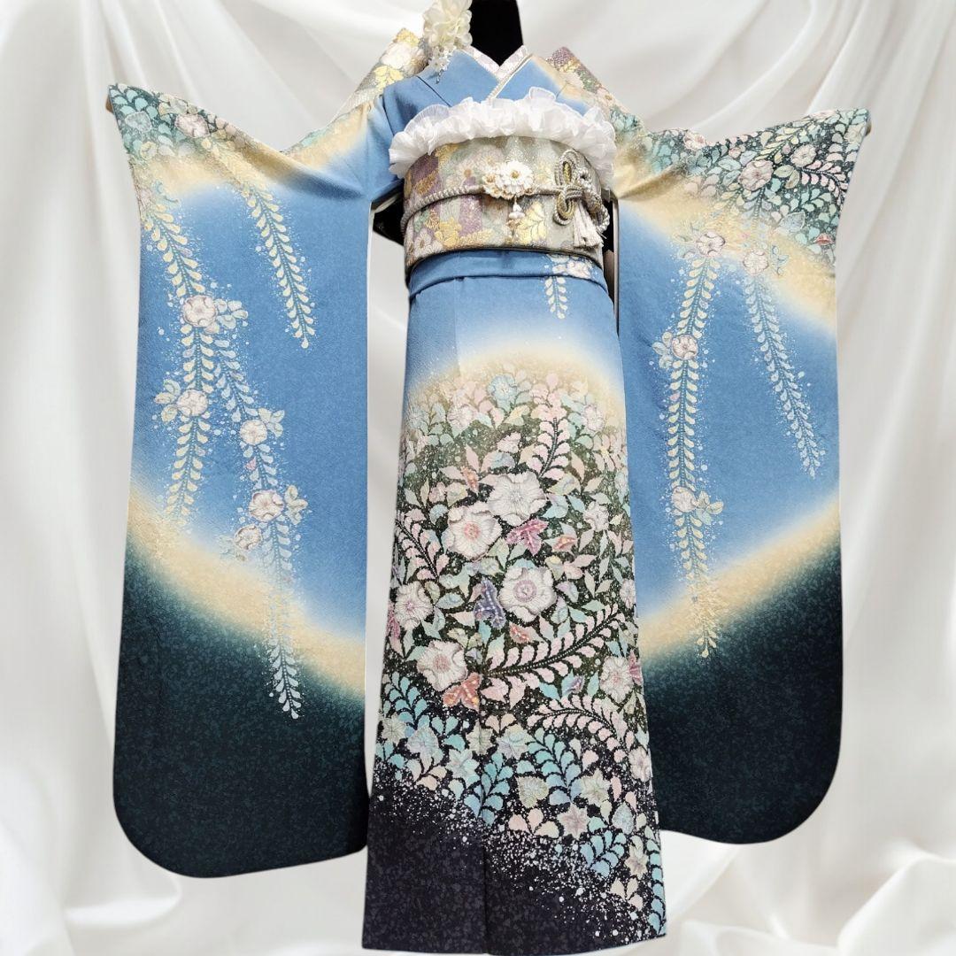 振袖フルセット(8点)名門！翠山工房 落款入り・辻ヶ花・辻が花・絞り・やまと御誂