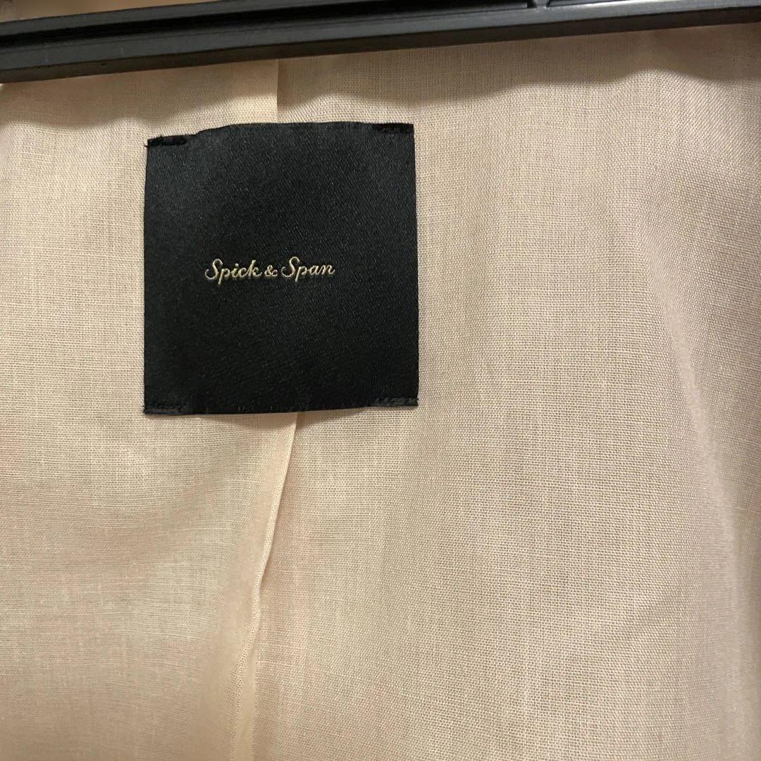 【Spick&Span】極美品コットンリネンツイルオーバーミドル丈コートキャメル