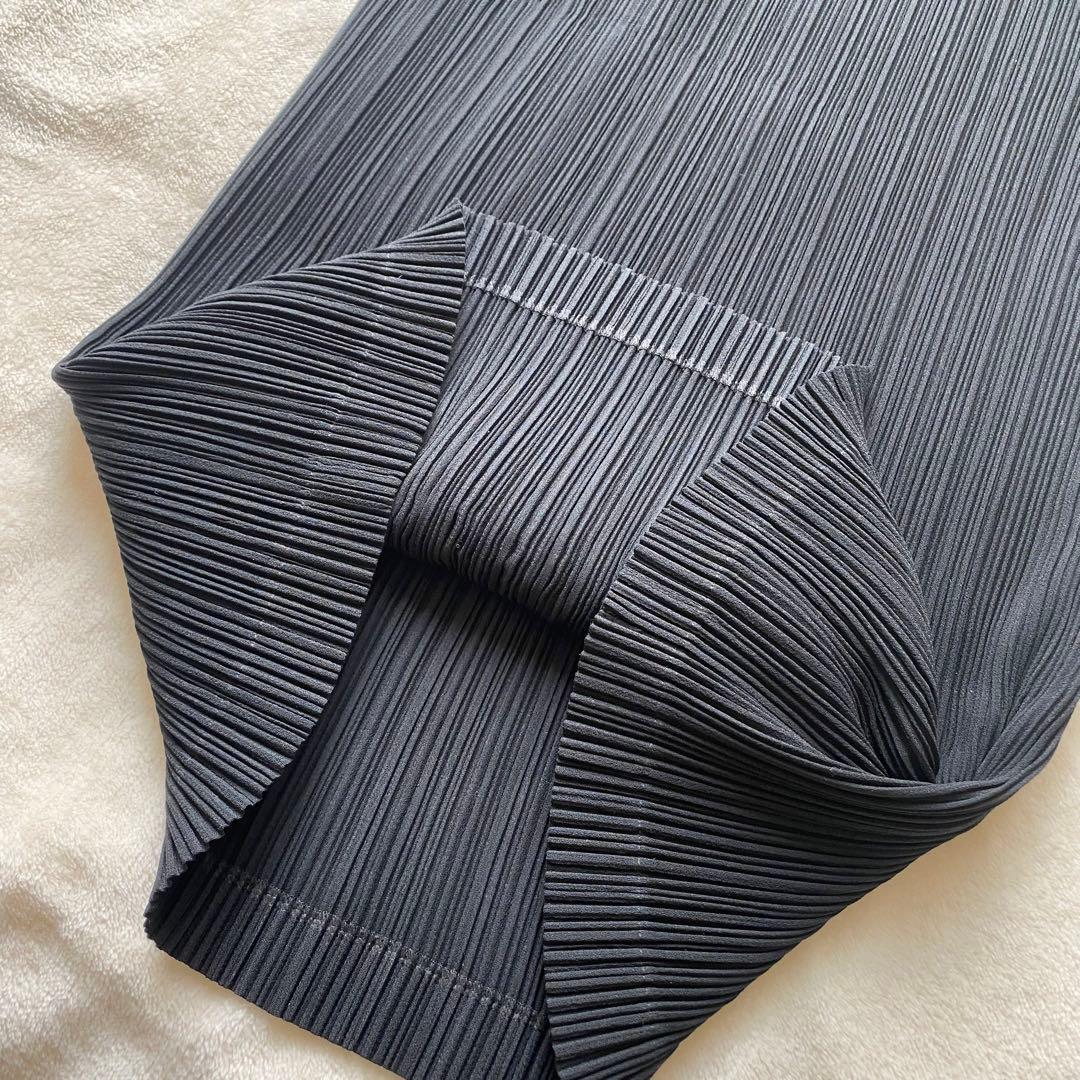 ISSEY MIYAKE ロング プリーツ タイトスカート ブラック