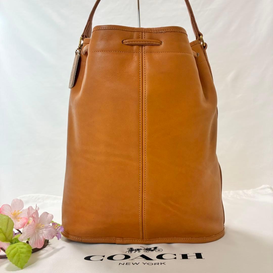 【美品/付属品完備】オールドコーチ 4714 ショルダーバッグ 巾着 レザー 茶