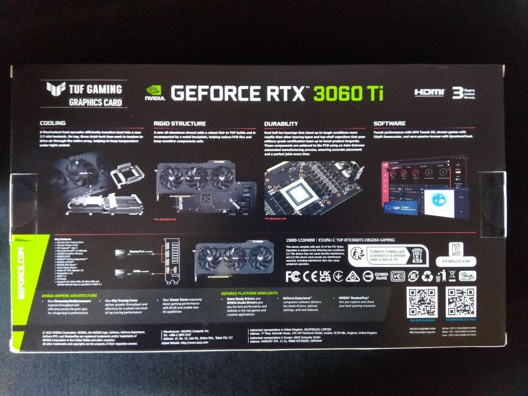 グラフィックボード・グラボ・ビデオカード ASUS TUF Gaming RTX 3060 Ti OC Edition