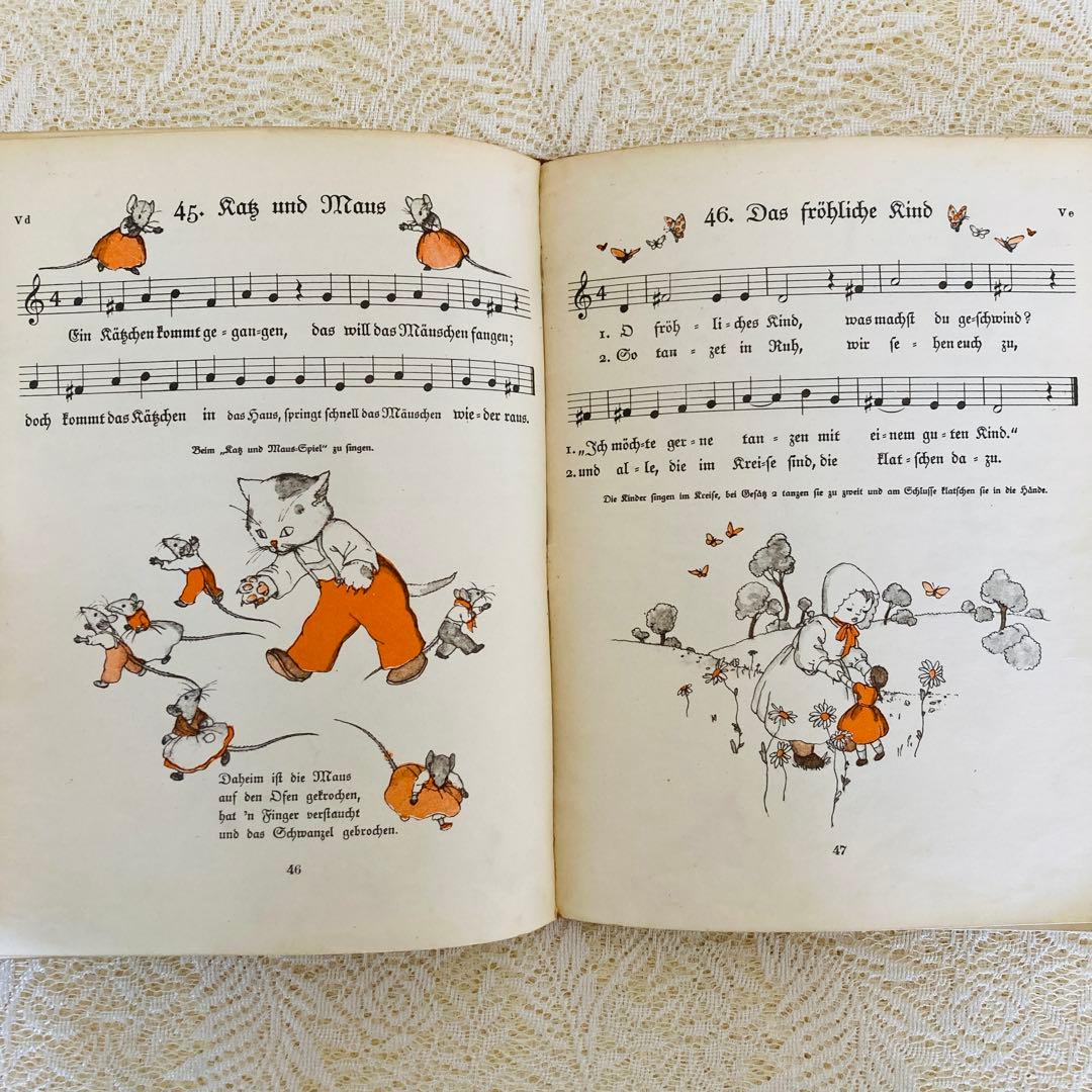 洋書　古書　ドイツ語のアンティーク楽譜絵本♪　イーダ・ボハッタの愛らしい挿絵