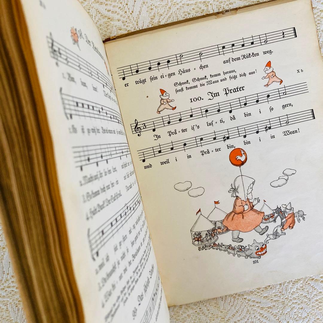 洋書　古書　ドイツ語のアンティーク楽譜絵本♪　イーダ・ボハッタの愛らしい挿絵
