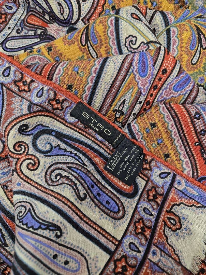 未使用　ヴィンテージ　ETRO　エトロ　ラムウール×シルク ストール