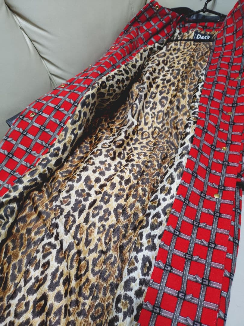 VINTAGE D＆G ベルトレオパード柄ロングコート　ドルガバ