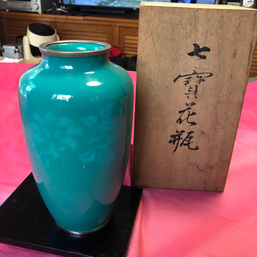 静花瓶 ターコイズブルー 七宝花瓶