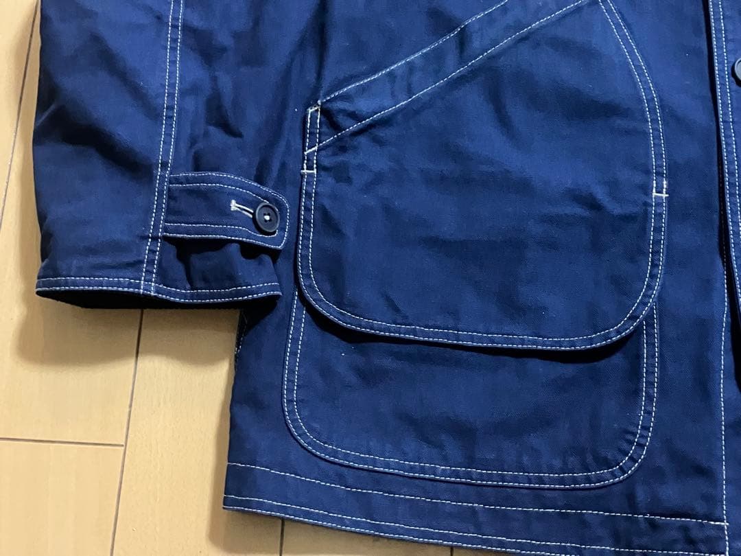 Lands' End ネイビー カバーオール 42-44 襟コーデュロイ