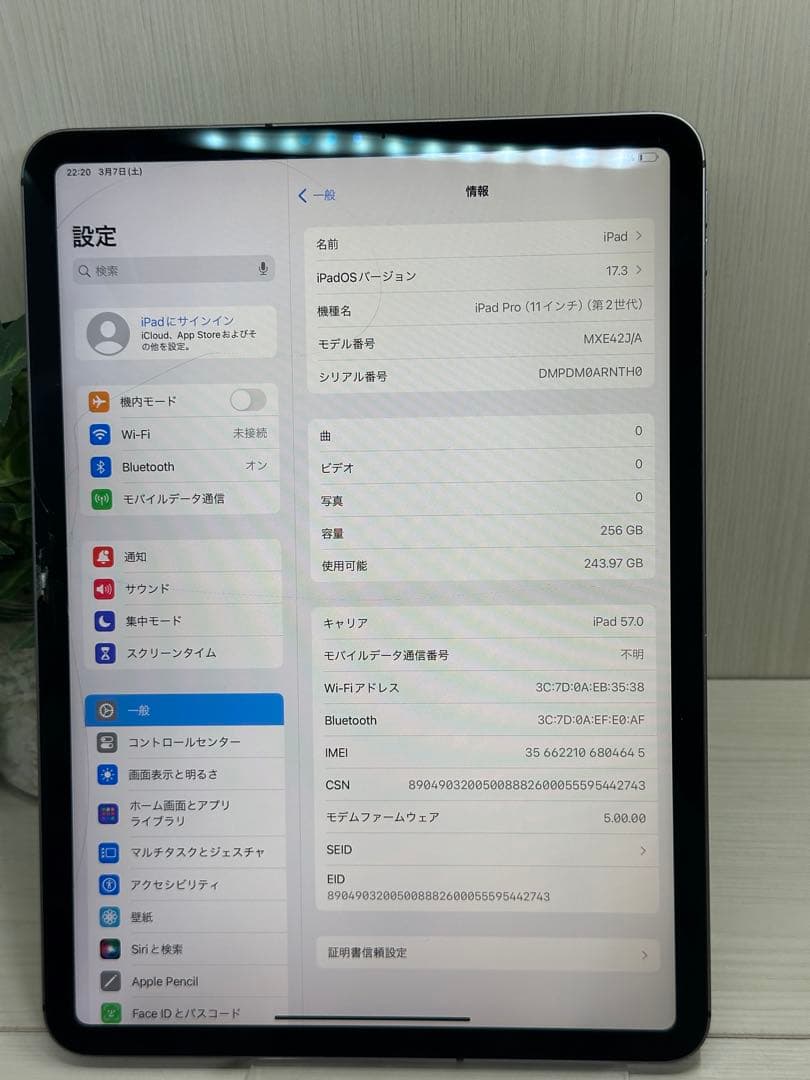 ✅iPad Pro 11インチ 第2世代 256GB SIMフリー
