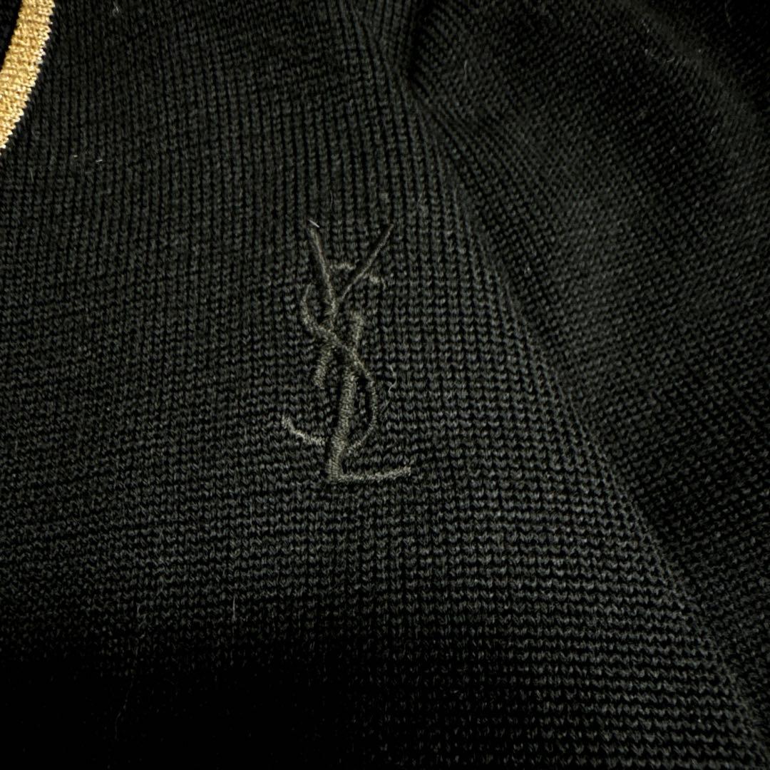 【美品】イヴサンローラン YSL カーディガン ロゴ 金ボタン 金ラメ 訳あり