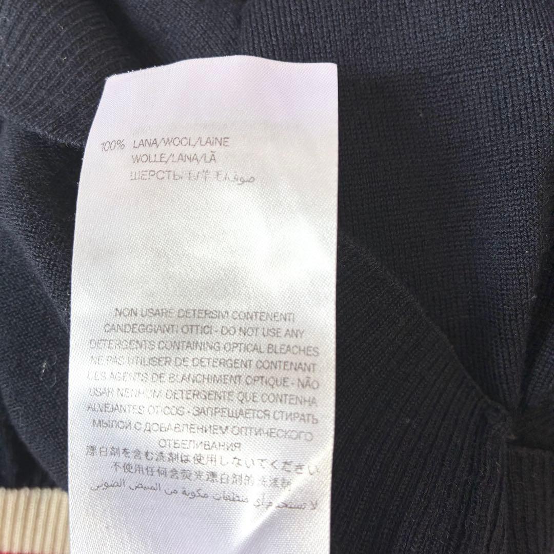 GUCCI グッチ 薄手ウール Ｖネックカーディガン 袖ライン ネイビー