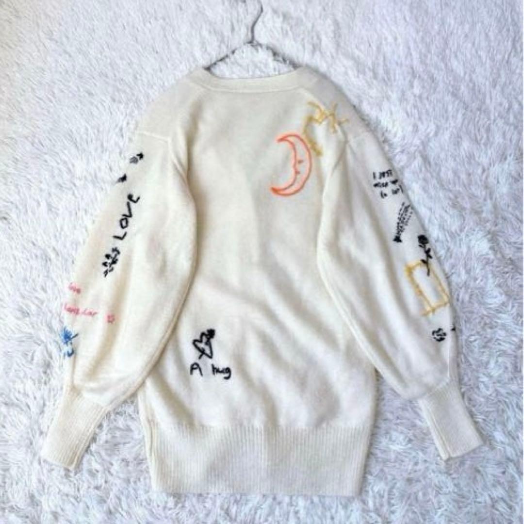 極美品✨【FURFUR 】メッセージ刺繍カーディガン　モヘヤ混　オーバーサイズ
