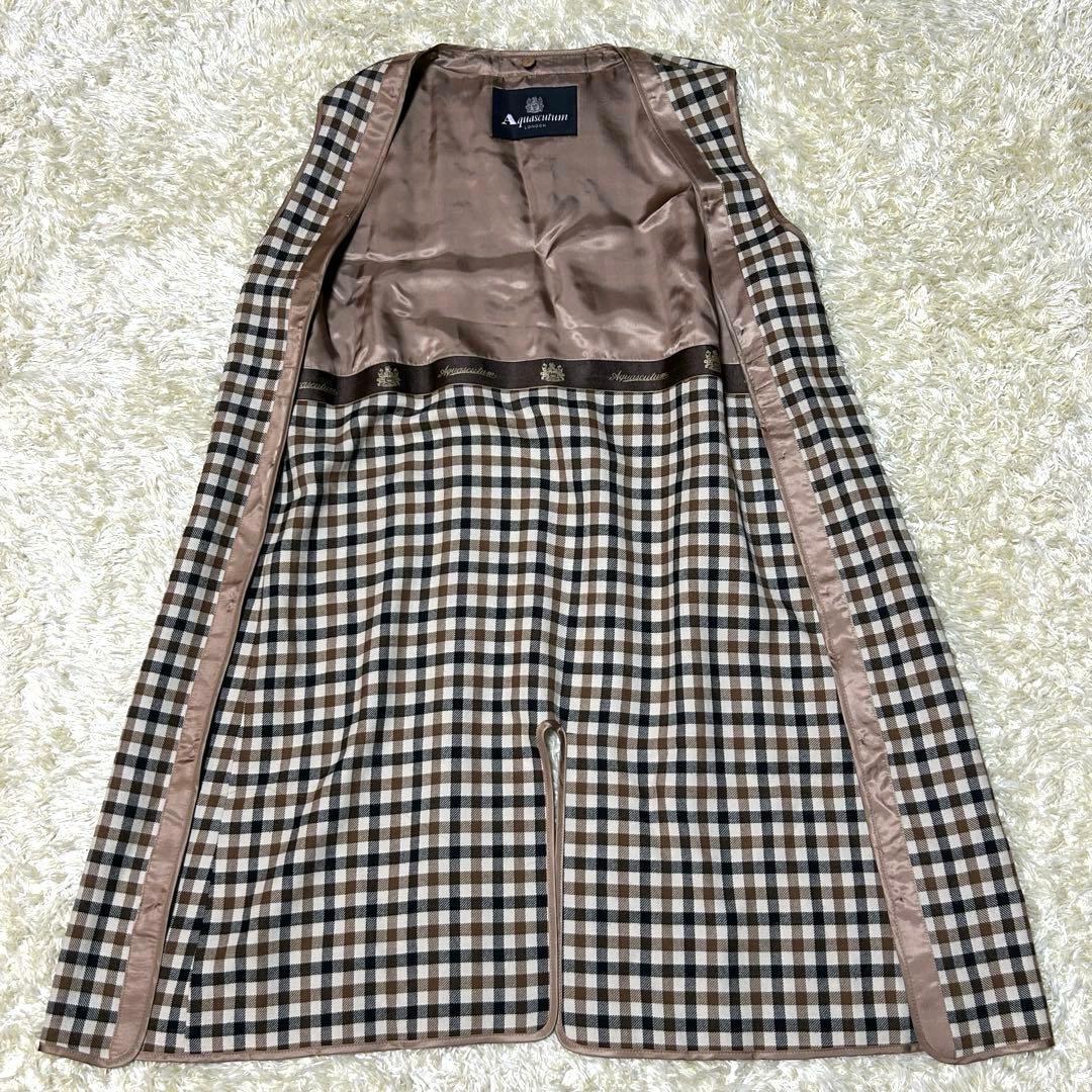 【極美品 ロロピアーナ】アクアスキュータム　トレンチコート　チェック　ベージュ
