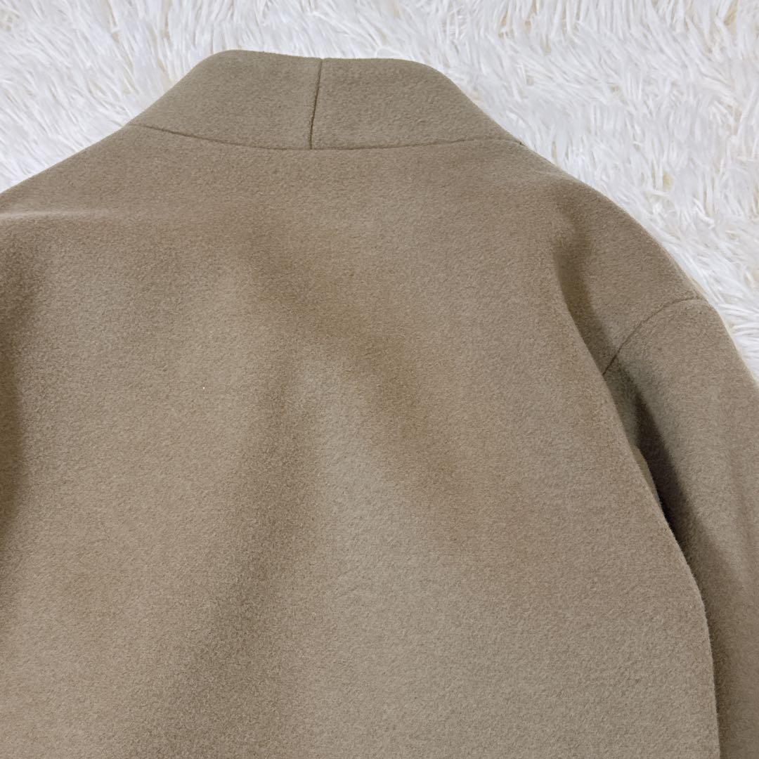 HYKE メルトンノーカラーコート　サイズ1　日本製　カーキ
