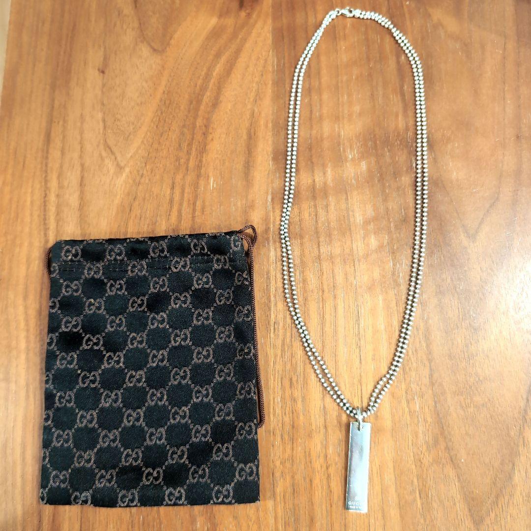 GUCCI グッチ プレート ネックレス ダブルボールチェーン SV925