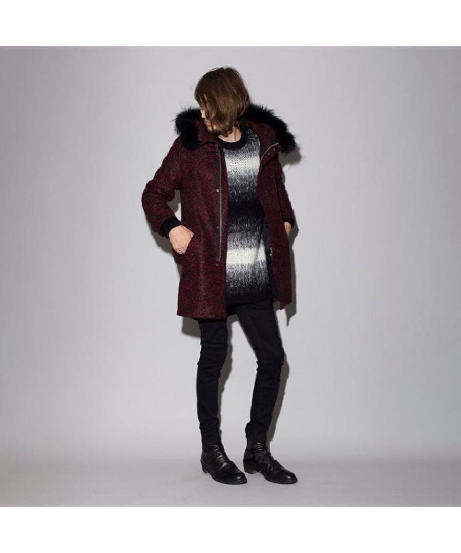 NO ID. Wool Tweed Mods Coat ファー モッズコート 2