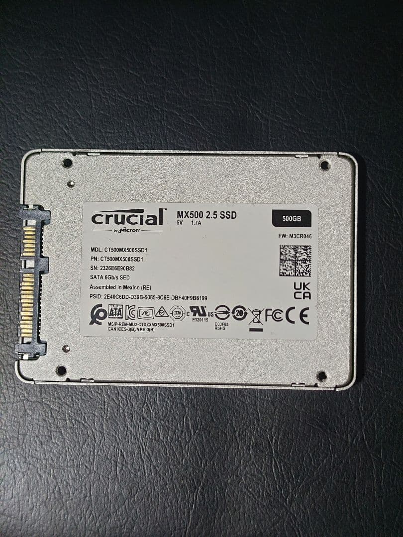 Crucial SSD MX500 500GB 2.5インチ 動作確認済み