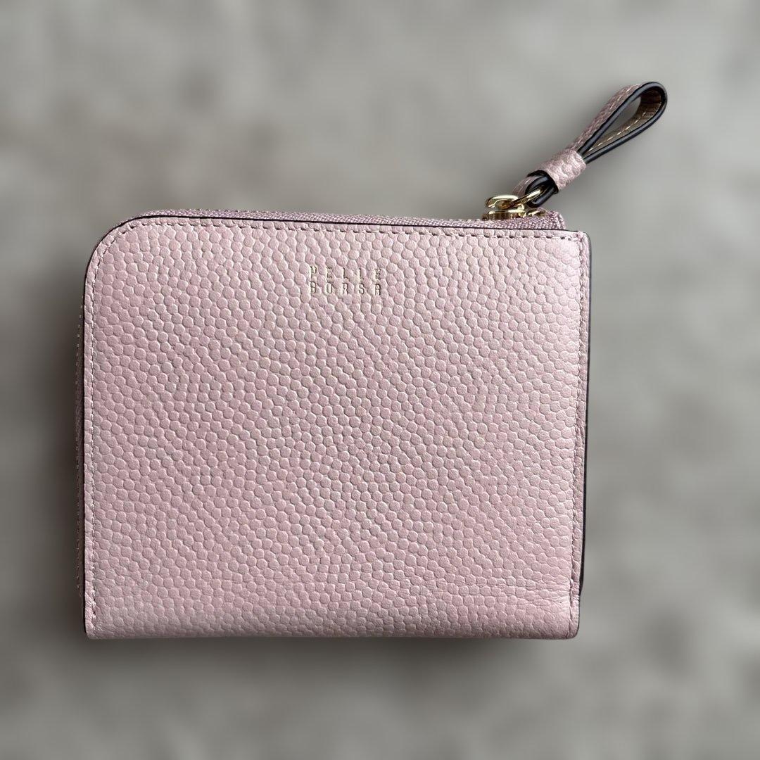 ※2/15まで出品　最終値下げPELLE BORSA ピンク 二折財布　左利き用