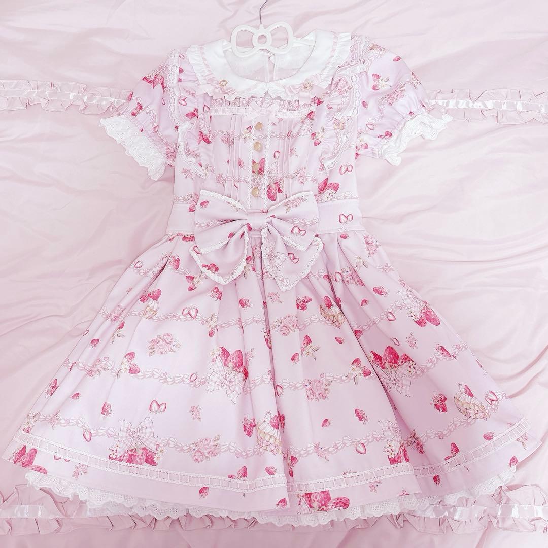 LIZLISA creamy berry柄ワンピース ピンク