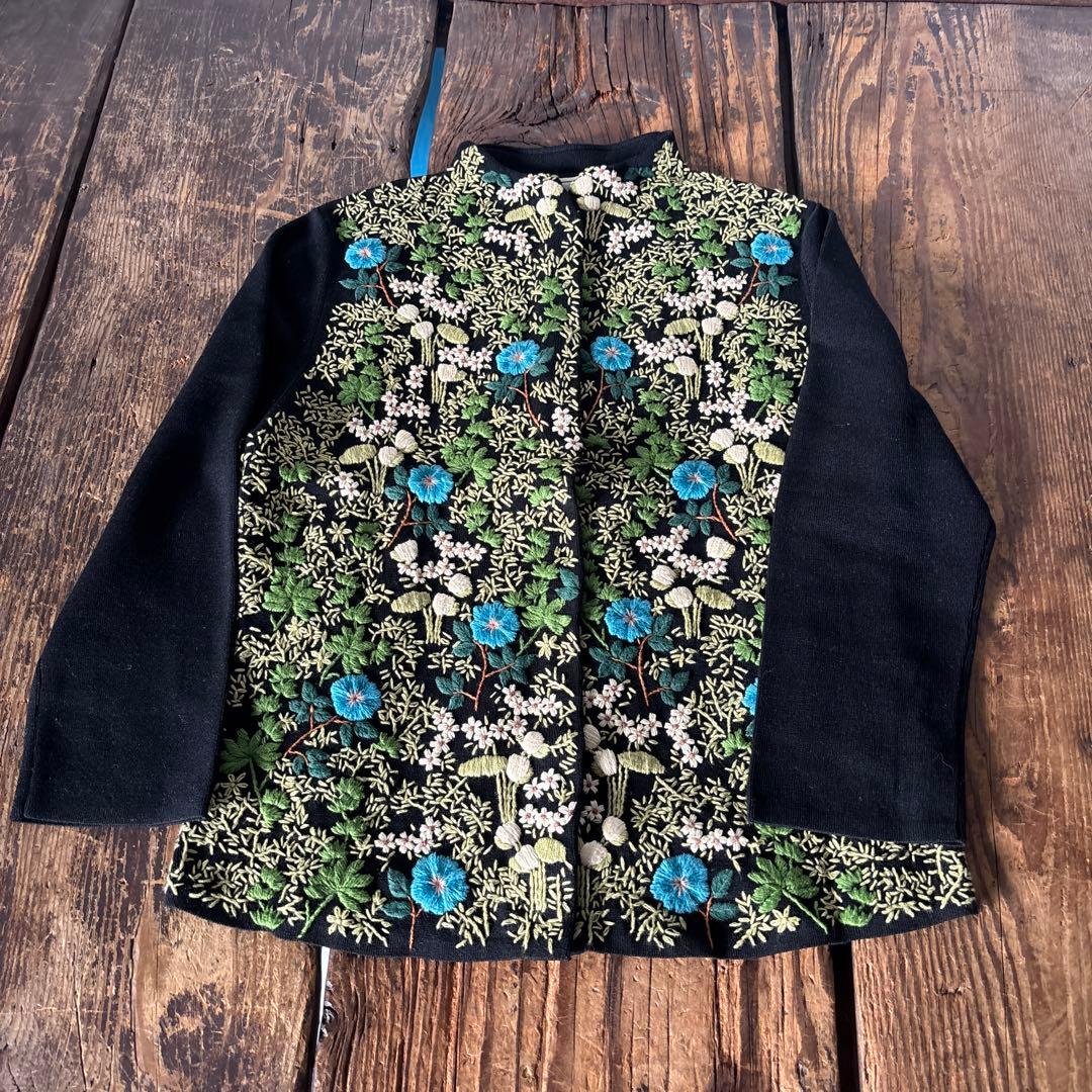 未使用タグ付　Sybilla シビラ　長袖　カーディガン　黒　刺繍