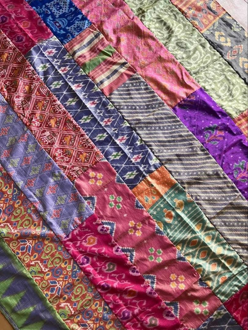 Silk Pachwork Curtain インドサリー　#A22 シングル