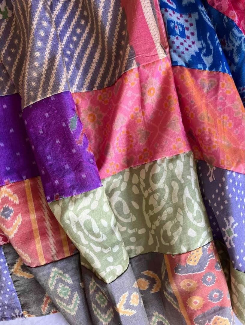 Silk Pachwork Curtain インドサリー　#A22 シングル