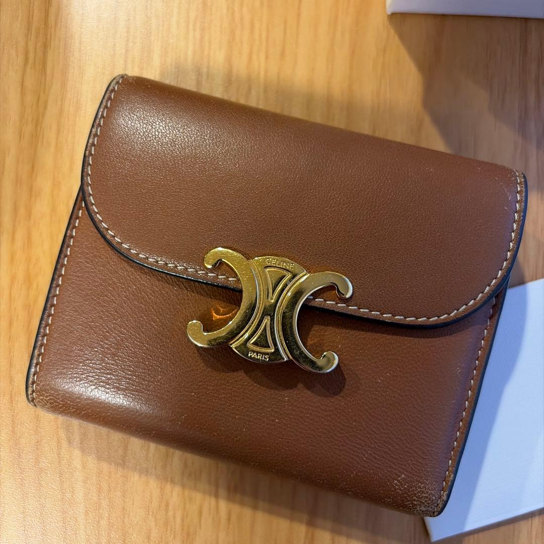 【付属品完備】CELINE トリオンフ ブラウン 三つ折り財布