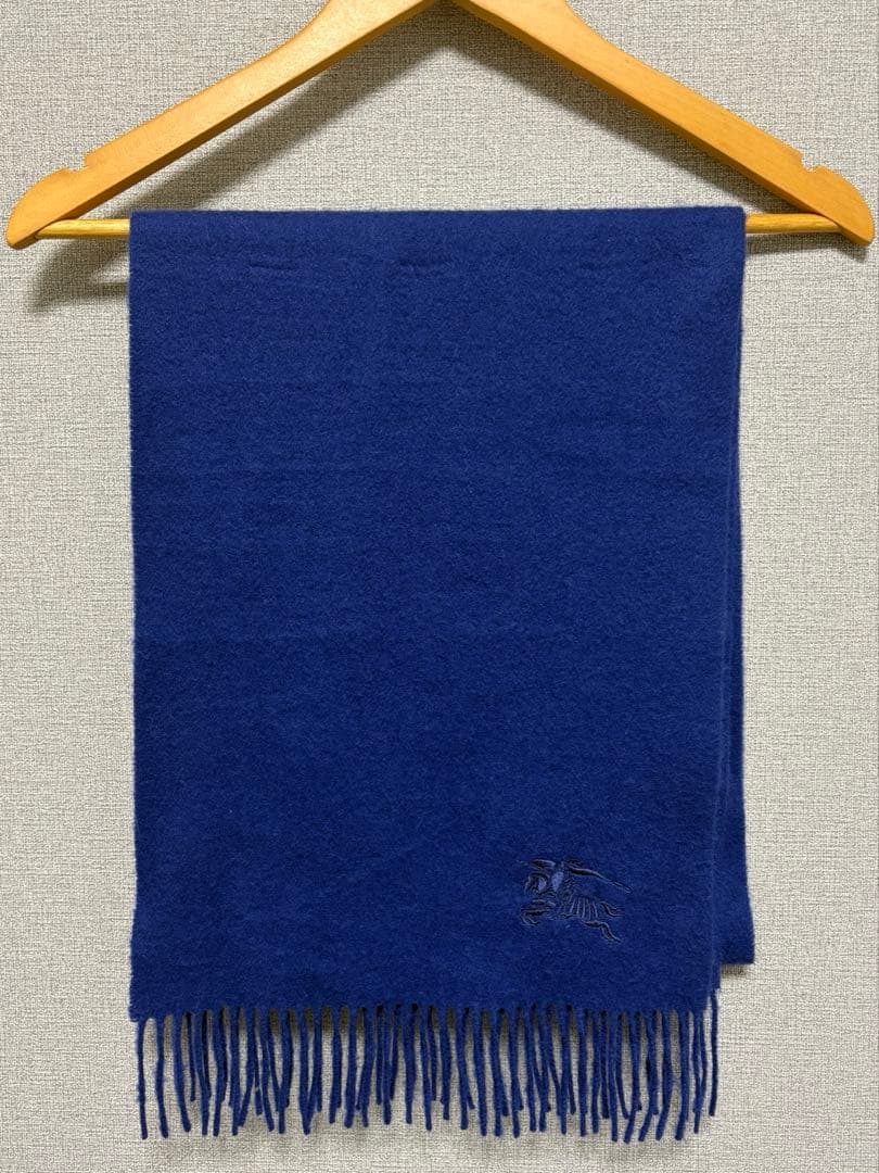【カシミヤ100】BURBERRY スコットランド製 マフラー ホースマーク刺繍
